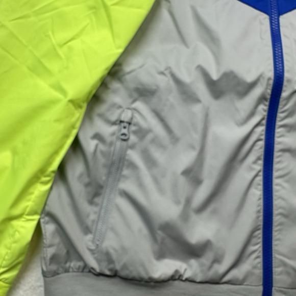 Vintage Nike Windbreaker Jacket XL Gray Blue Volt Just Do It Colorblock Hooded - Picture 8 of 15